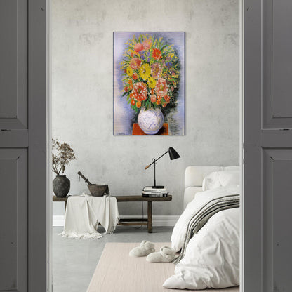 BOUQUET OF VARIOUS FLOWERS AND MIMOSA - Moise Kisling Brushed Aluminum Print - 70x100 cm / 28x40 inches | Moise Kisling Aluminum Print | Moise Kisling Prints