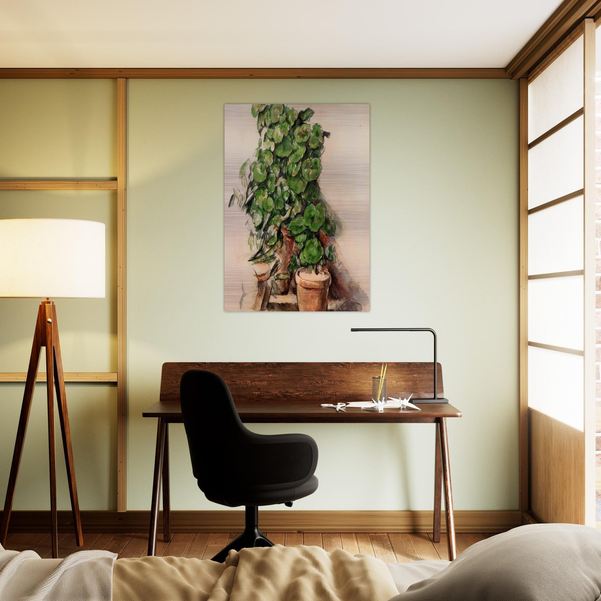 Pots of Geraniums - Paul Cézanne Brushed Aluminum Print - 70x100 cm / 28x40 inches | Paul Cézanne Aluminum Print | Paul Cézanne Prints