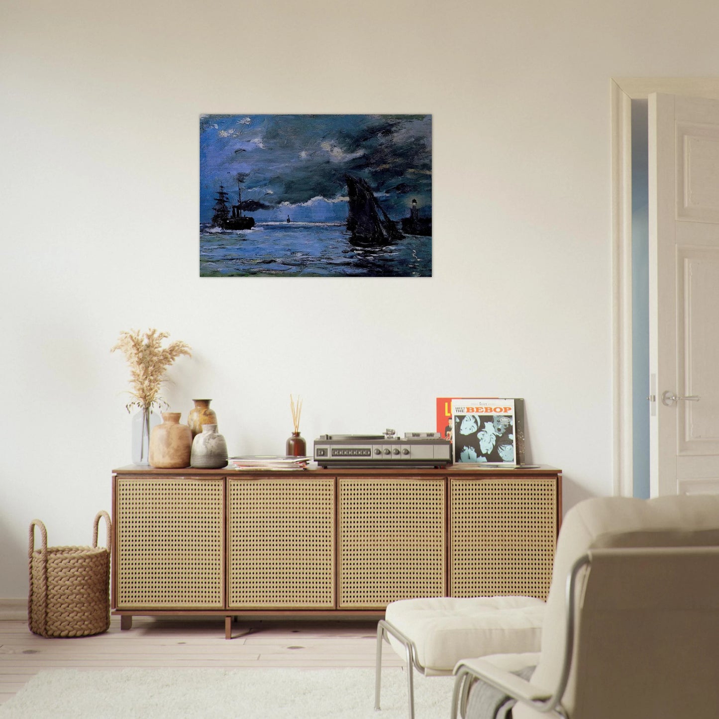Seascape, Night Effect - claude monet Brushed Aluminum Print - 70x100 cm / 28x40 inches | claude monet Aluminum Print | claude monet Prints