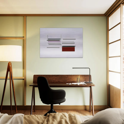 ABSTRACT IN WHITE BLACK INDIAN AND LILAC 1957 - Victor Pasmore Brushed Aluminum Print - 70x100 cm / 28x40 inches | Victor Pasmore Aluminum Print | Victor Pasmore Prints