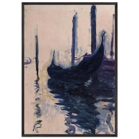 Gondola in Venice - claude monet 70x100 cm / 28x40 inches Framed Art Print – Black Wooden Frame