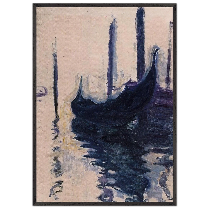 Gondola in Venice - claude monet 70x100 cm / 28x40 inches Framed Art Print – Black Wooden Frame
