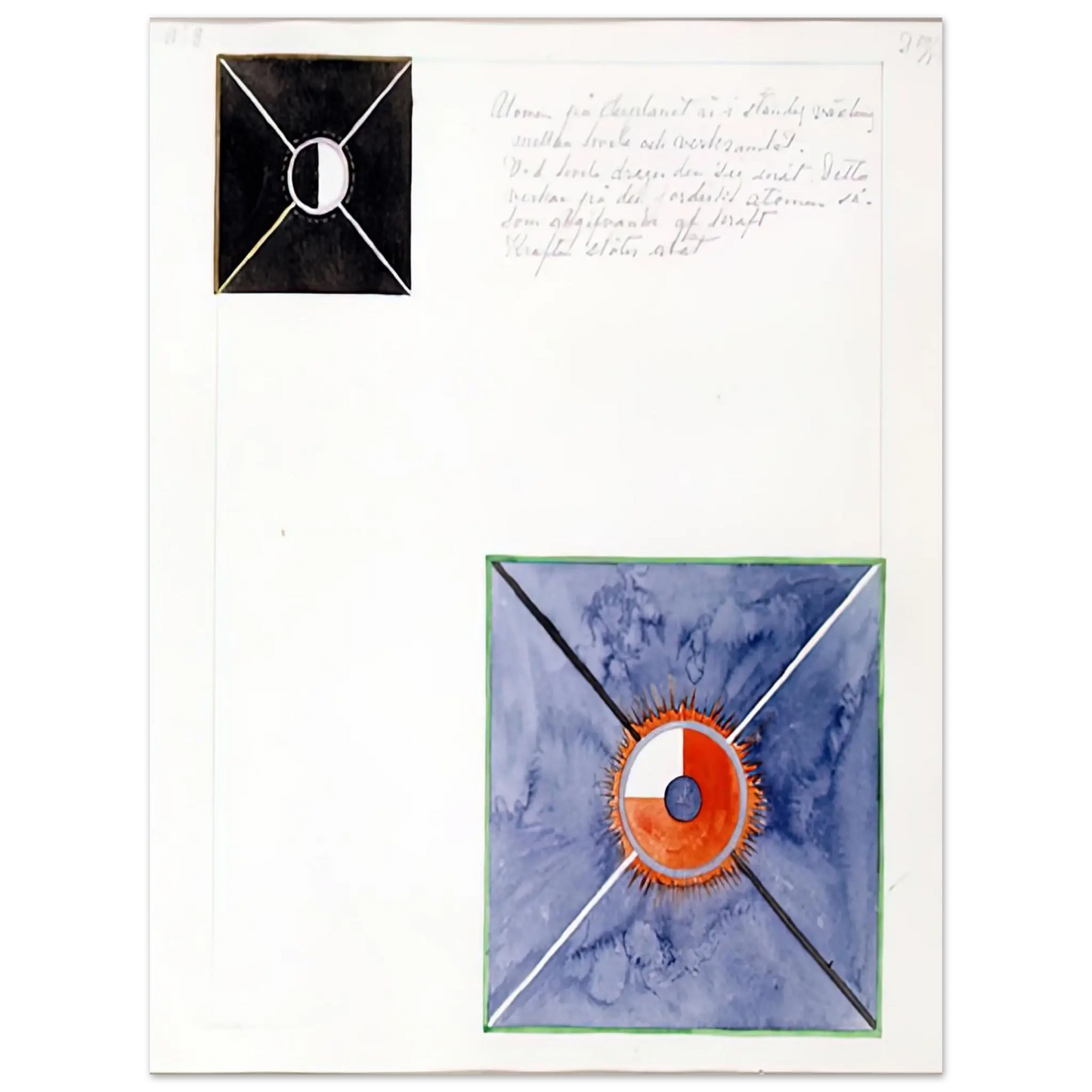 Hilma af Klint - ATOM SERIES NO 8 ATOM ON THE ETHER PLANE IS IN CONSTANT CHANGE BETWEEN REST AND ACTIVITY AT THE 1917 Wall art - 13x18 cm / 5x7 Inches - Premium Wooden Framed Poster With Fine Art Paper - White frame