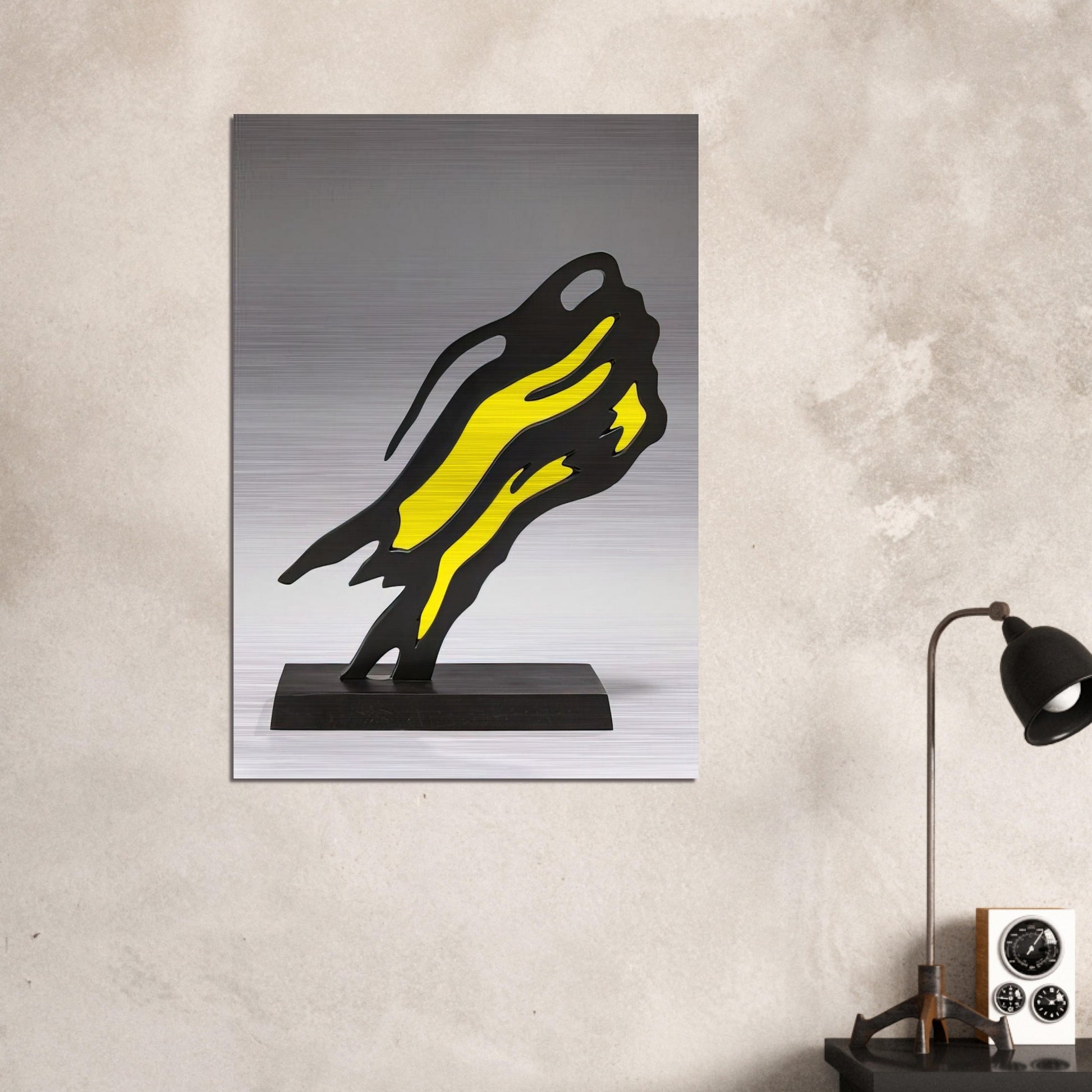 WEISMAN AWARD YELLOW BRUSHSTROKE 1991 - Roy Lichtenstein Brushed Aluminum Print - 70x100 cm / 28x40 inches | Roy Lichtenstein Aluminum Print | Roy Lichtenstein Prints