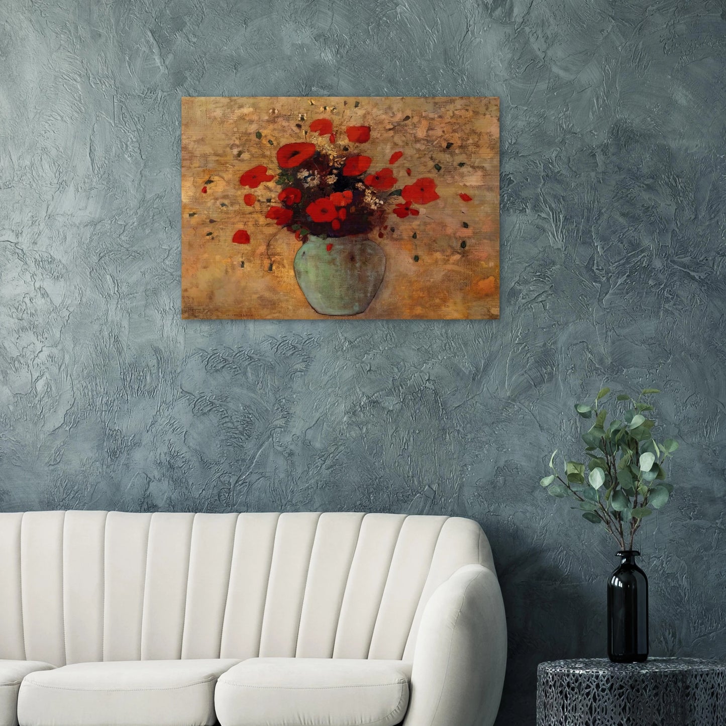 VASE OF POPPIES - Odilon Redon Brushed Aluminum Print - 70x100 cm / 28x40 inches | Odilon Redon Aluminum Print | Odilon Redon Prints