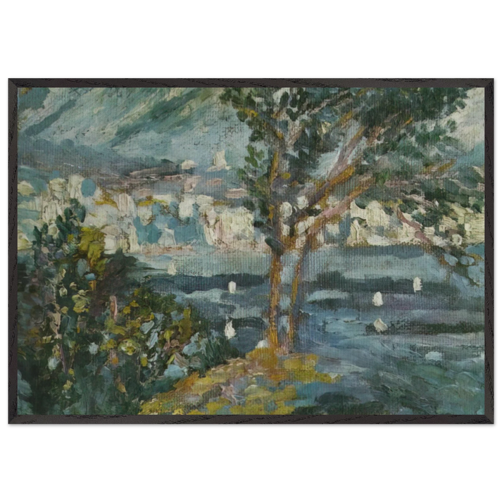 LANDSCAPE CADAQUES 1920 - Salvador Dali 70x100 cm / 28x40 inches Framed Art Print – Black Wooden Frame