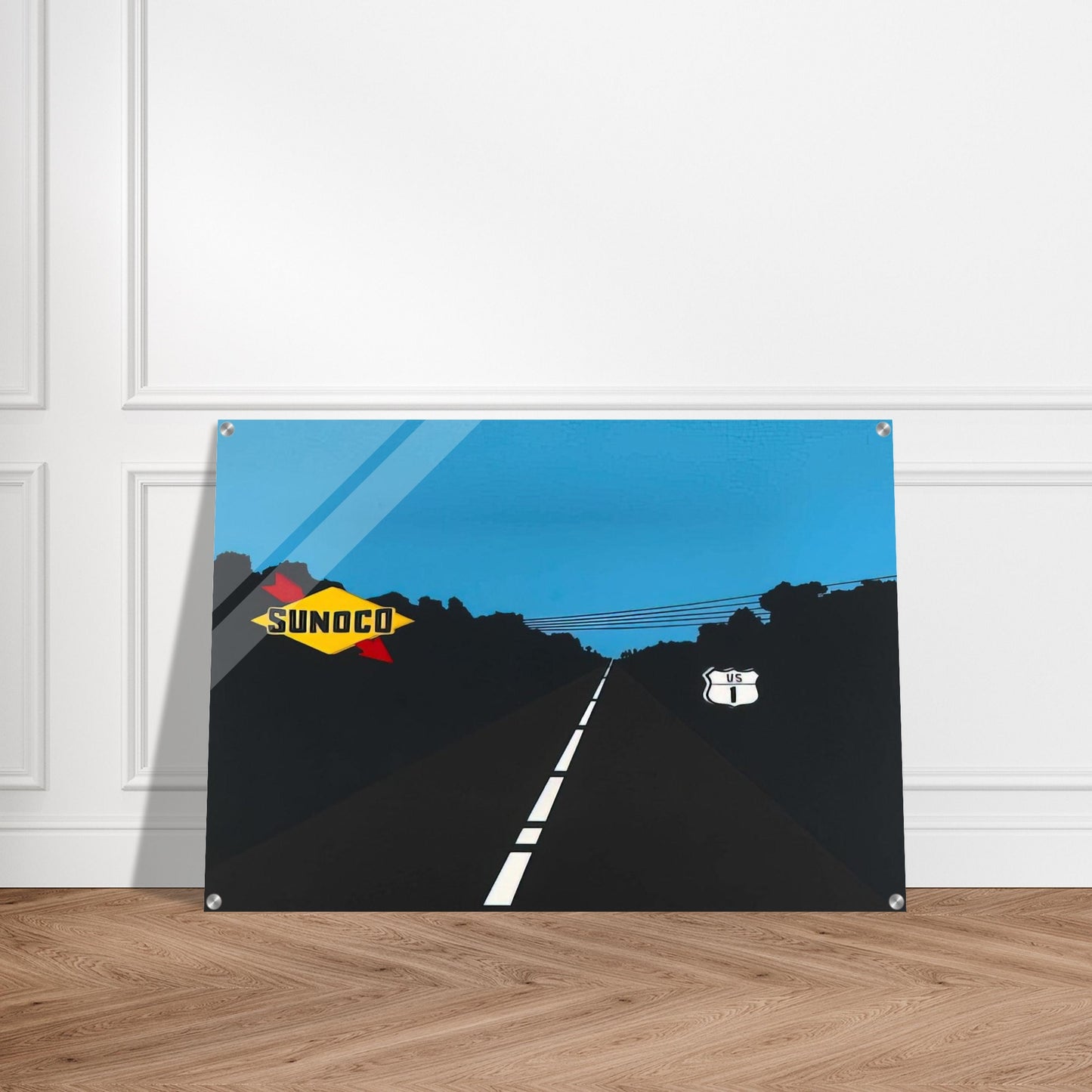 US Highway 1 - Pop Art - Allan D Arcangelo Acrylic Print - 70x100 cm / 28x40″ inches | Allan D Arcangelo Wall Art | Allan D Arcangelo Prints