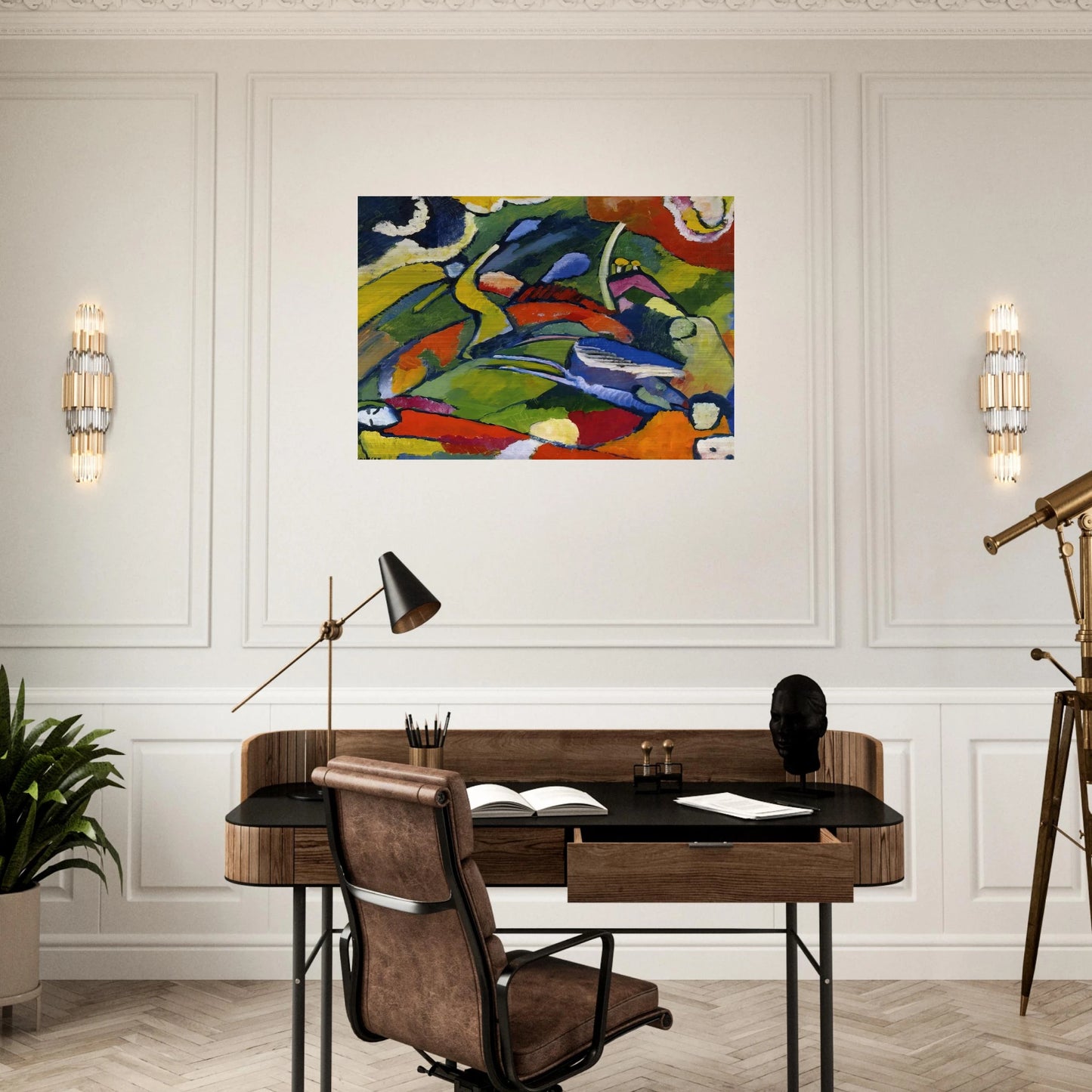 TWO RIDERS AND RECLINING FIGURE - Wassily Kandinsky Brushed Aluminum Print - 70x100 cm / 28x40 inches | Wassily Kandinsky Aluminum Print | Wassily Kandinsky Prints