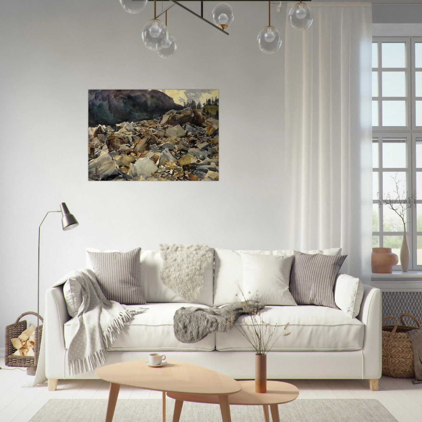Purtud, Alpine Scene and Boulders - John Singer Sargent Brushed Aluminum Print - 70x100 cm / 28x40 inches | John Singer Sargent Aluminum Print | John Singer Sargent Prints