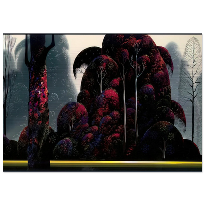 Crimson Eucalyptus - Eyvind Earle Brushed Aluminum Print - 70x100 cm / 28x40 inches | Eyvind Earle Aluminum Print | Eyvind Earle Prints