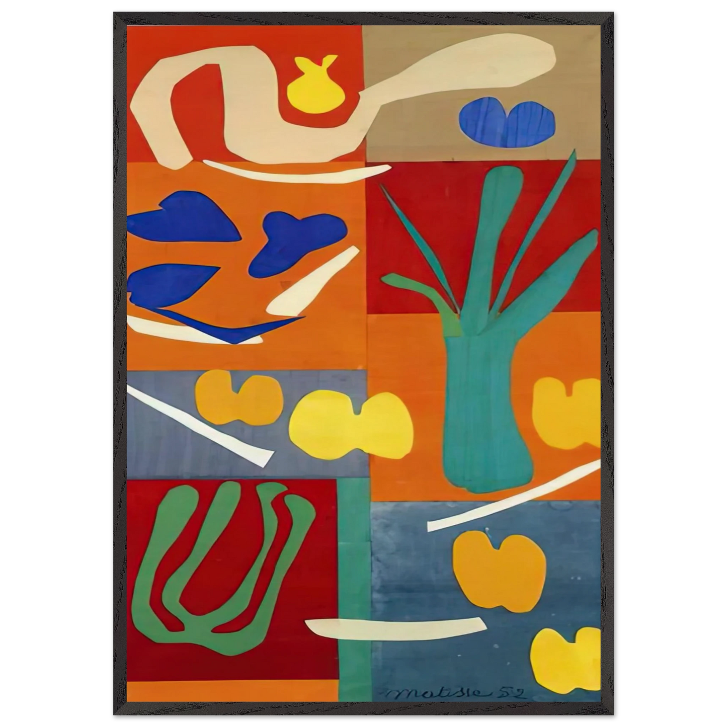 VEGETABLES 1952 - Henri Matisse 70x100 cm / 28x40 inches Framed Art Print – Black Wooden Frame