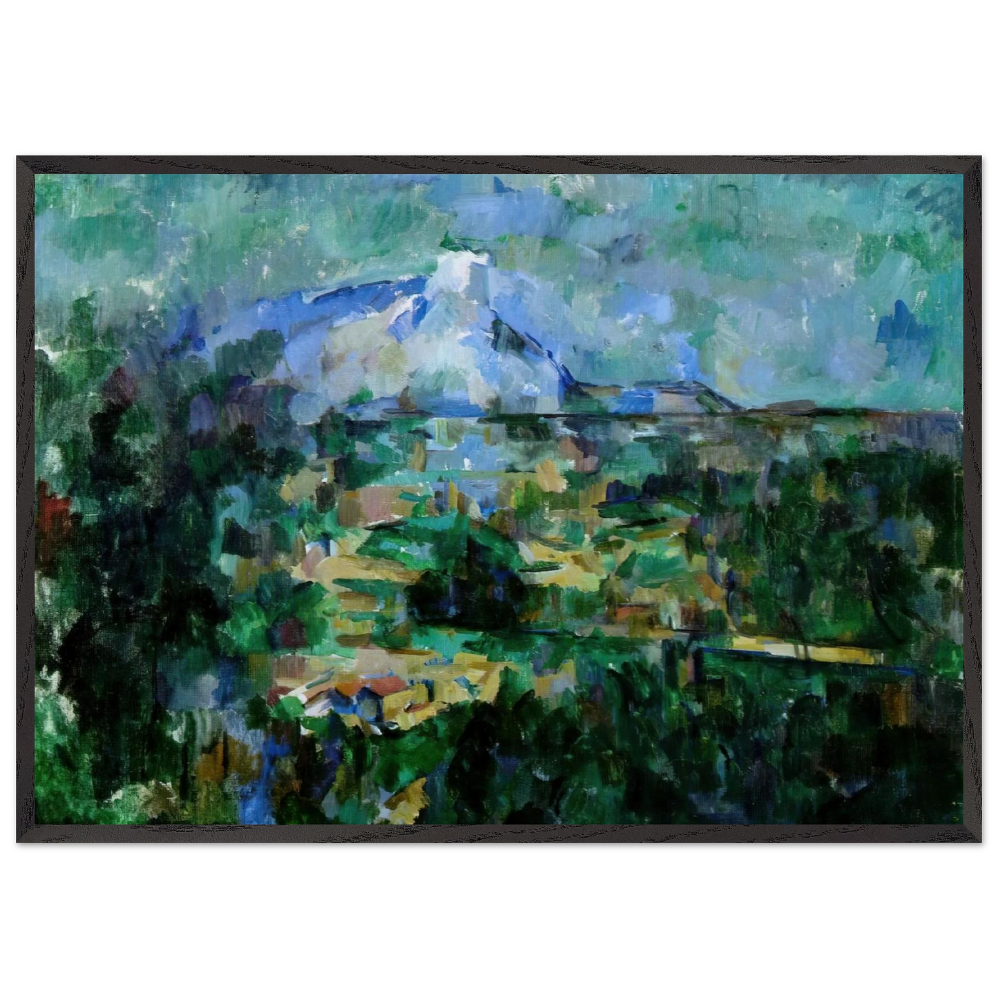 Montagne Sainte-Victoire from Lauves - Paul Cezanne 70x100 cm / 28x40 inches Framed Art Print – Black Wooden Frame