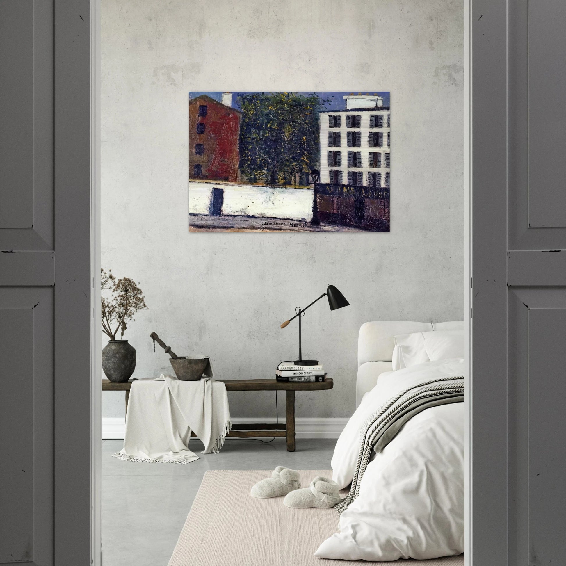 MONTMARTRE STREET - Maurice Utrillo Brushed Aluminum Print - 70x100 cm / 28x40 inches | Maurice Utrillo Aluminum Print | Maurice Utrillo Prints