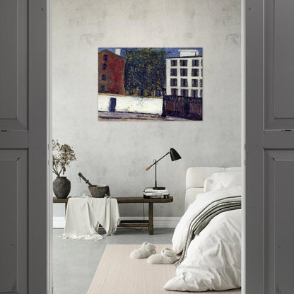 MONTMARTRE STREET - Maurice Utrillo Brushed Aluminum Print - 70x100 cm / 28x40 inches | Maurice Utrillo Aluminum Print | Maurice Utrillo Prints