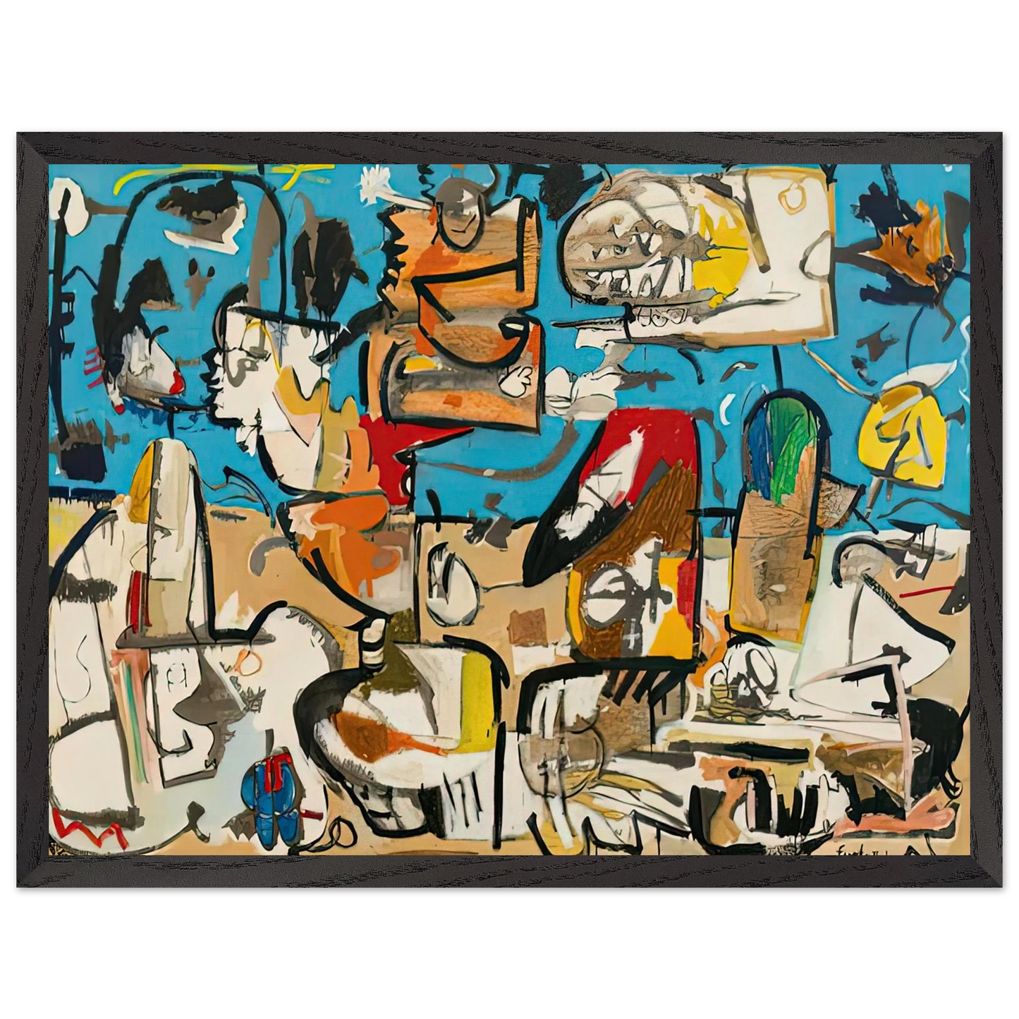 Helen Frankenthaler - Untitled, 1951- Wall Art - 21x29.7 cm / 8x12" - Premium Wooden Framed Poster With Fine Art Paper-canvas - White frame