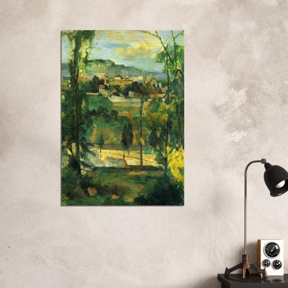 Village behind Trees - Paul Cézanne Brushed Aluminum Print - 70x100 cm / 28x40 inches | Paul Cézanne Aluminum Print | Paul Cézanne Prints