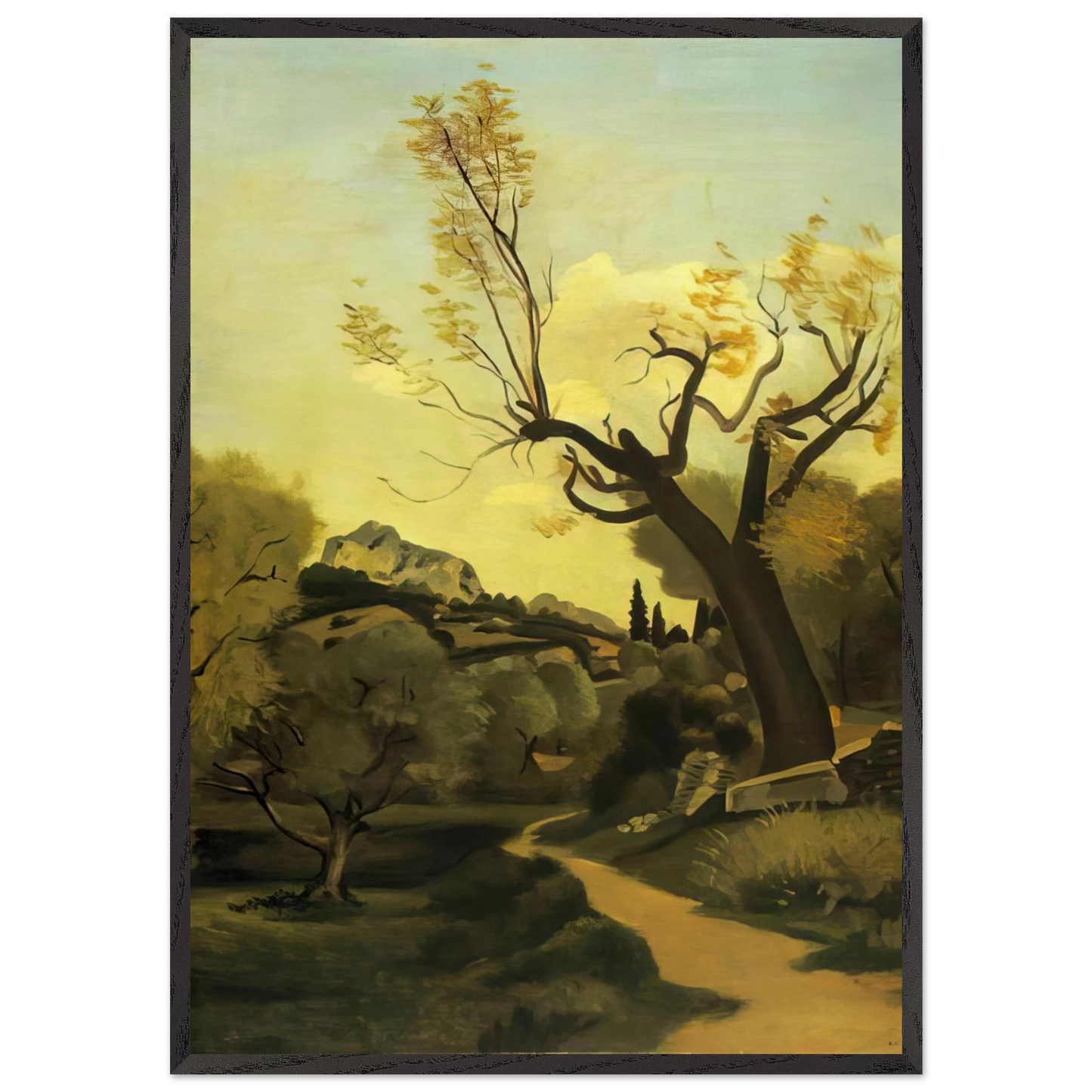 THE ROAD AND THE TREE - Andre Derain 70x100 cm / 28x40 inches Framed Art Print – Black Wooden Frame