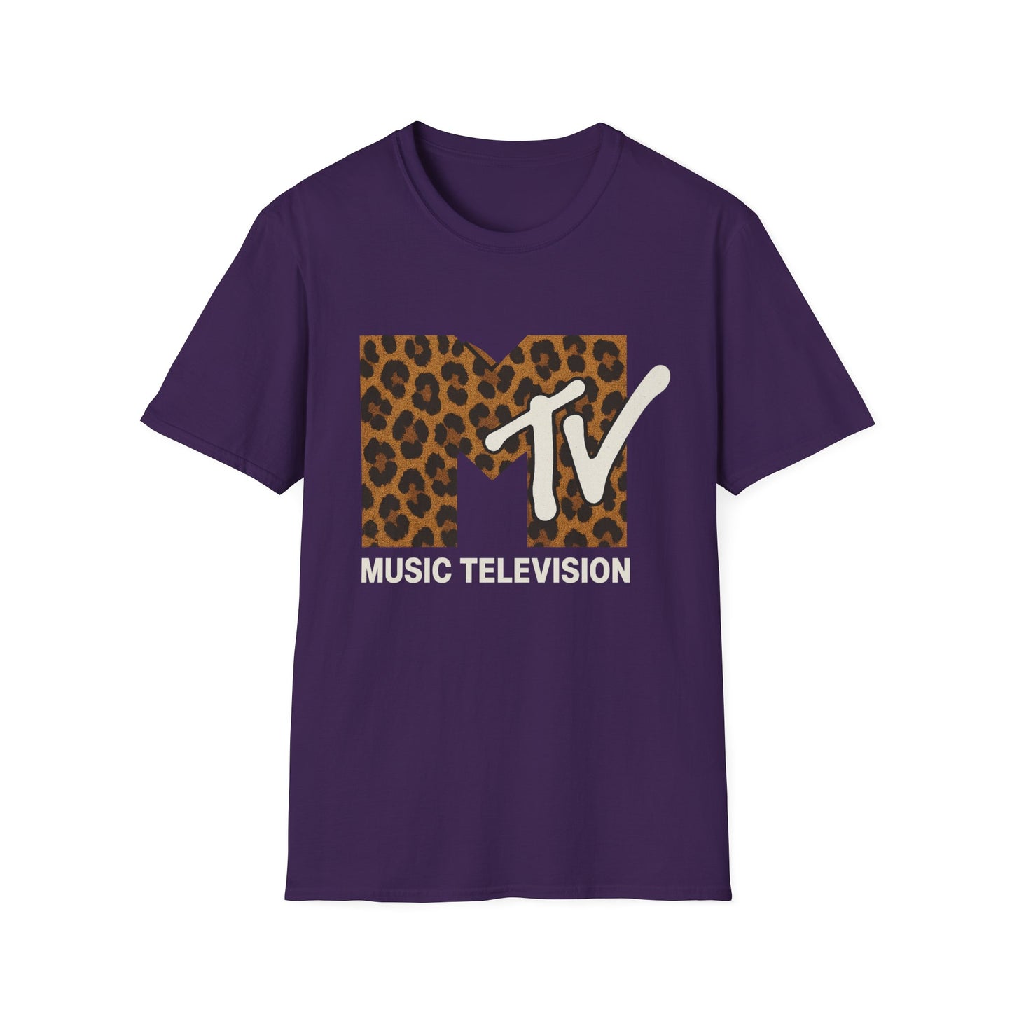 Camiseta gráfica vintage con estampado de guepardo de MTV, camiseta retro de música, televisión, banda de los años 80 y 90, camiseta unisex con estampado animal de rock