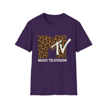 Camiseta gráfica vintage con estampado de guepardo de MTV, camiseta retro de música, televisión, banda de los años 80 y 90, camiseta unisex con estampado animal de rock
