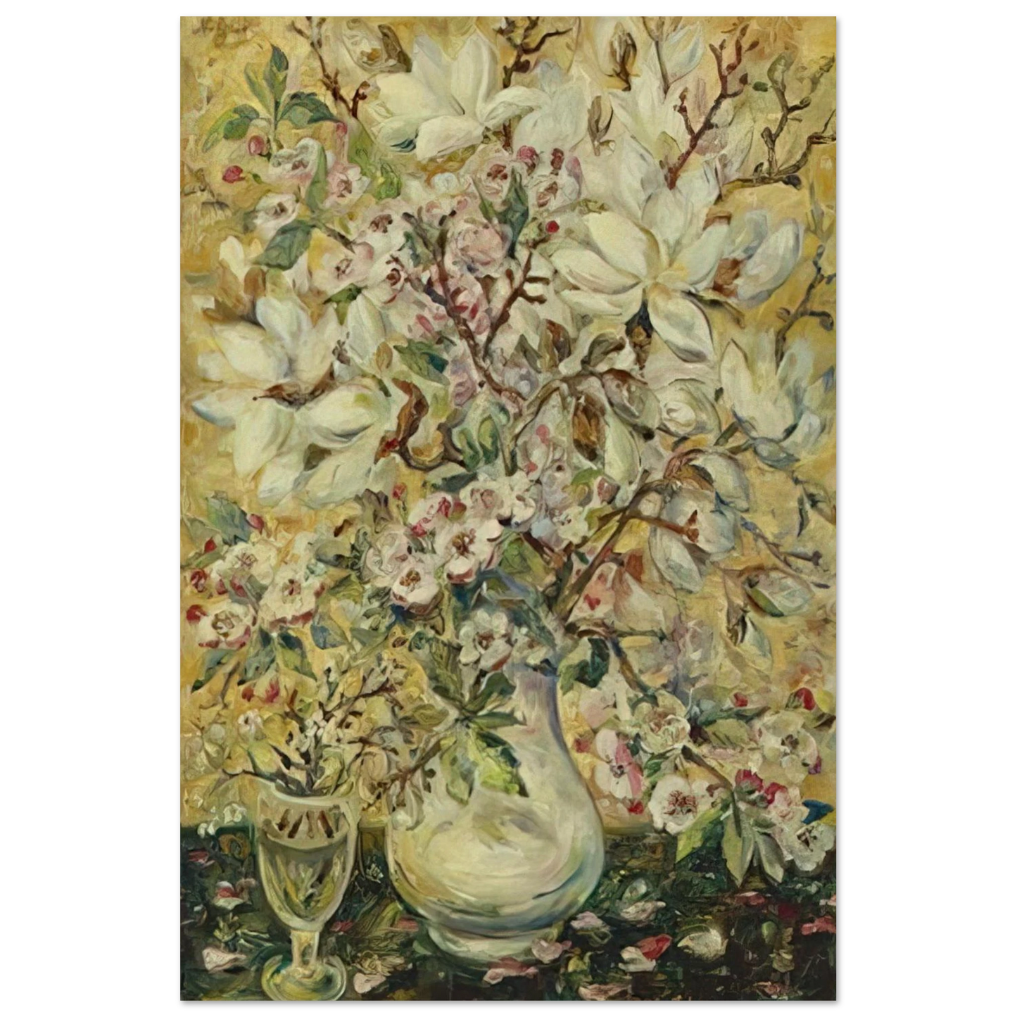 Flower vase - Post-Impressionism - Natalia Goncharova Art Prints - 100x150 cm / 40x60″ inches | Natalia Goncharova Poster | Natalia Goncharova Prints
