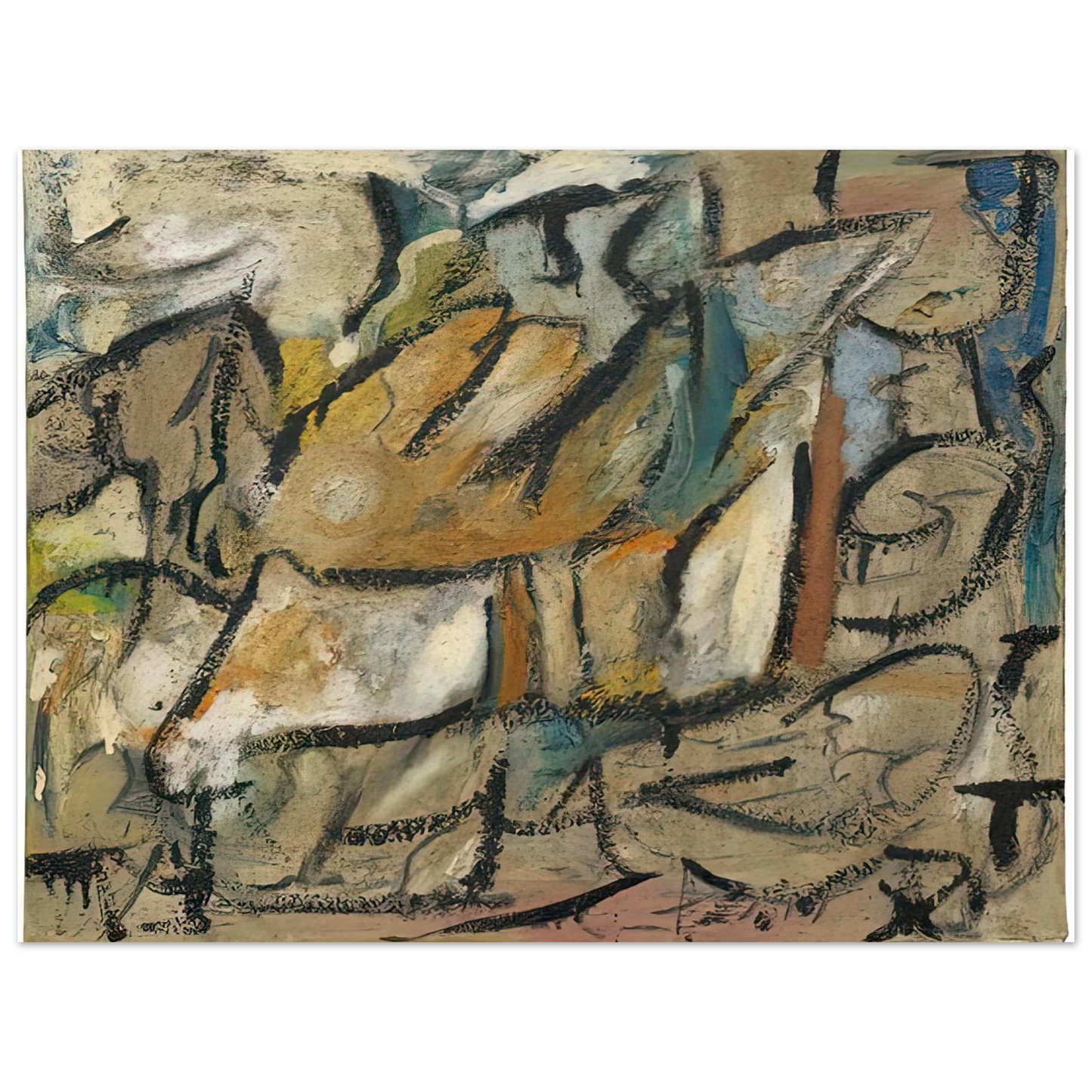 Helen Frankenthaler - August Weather, 1951- Wall Art - 21x29.7 cm / 8x12" - Fine Art Poster-canvas - -