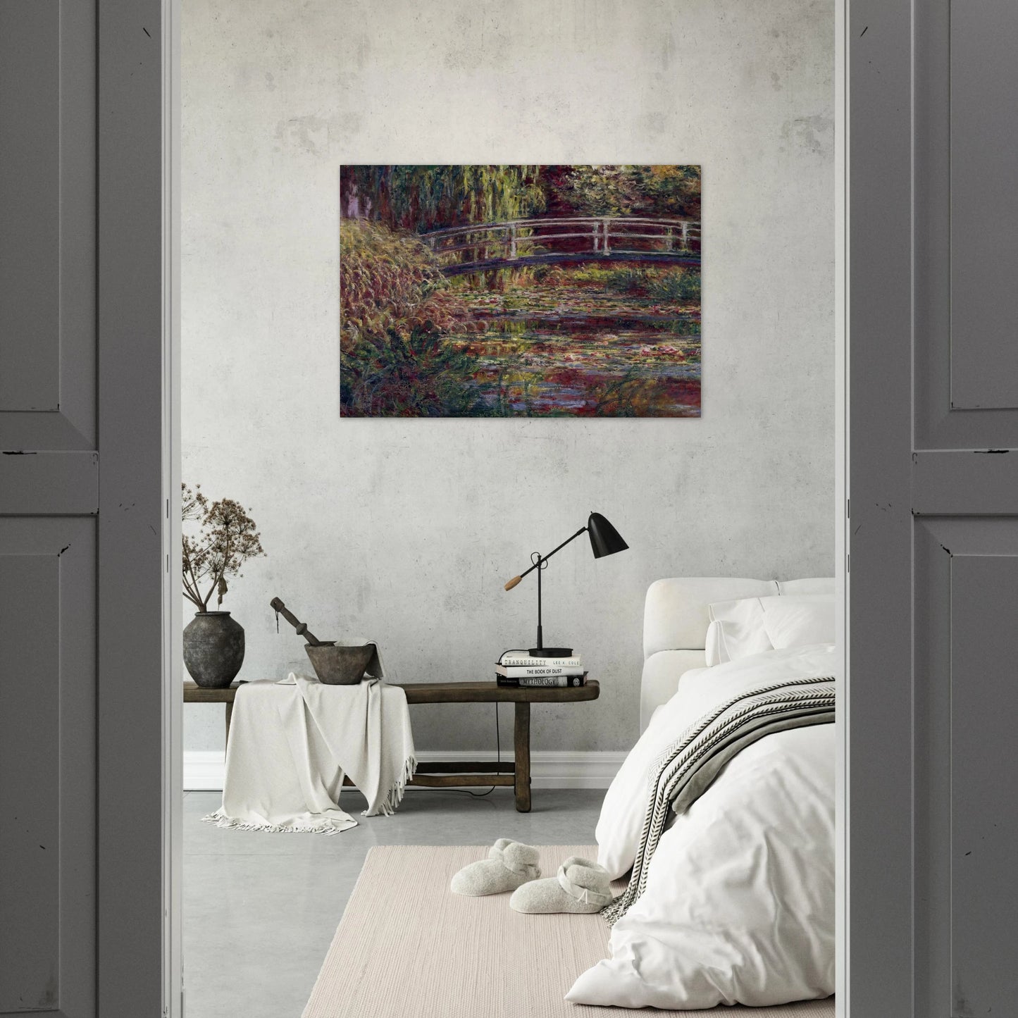 The Japanese Bridge The Water-Lily Pond, Symphony in Rose - claude monet Brushed Aluminum Print - 70x100 cm / 28x40 inches | claude monet Aluminum Print | claude monet Prints