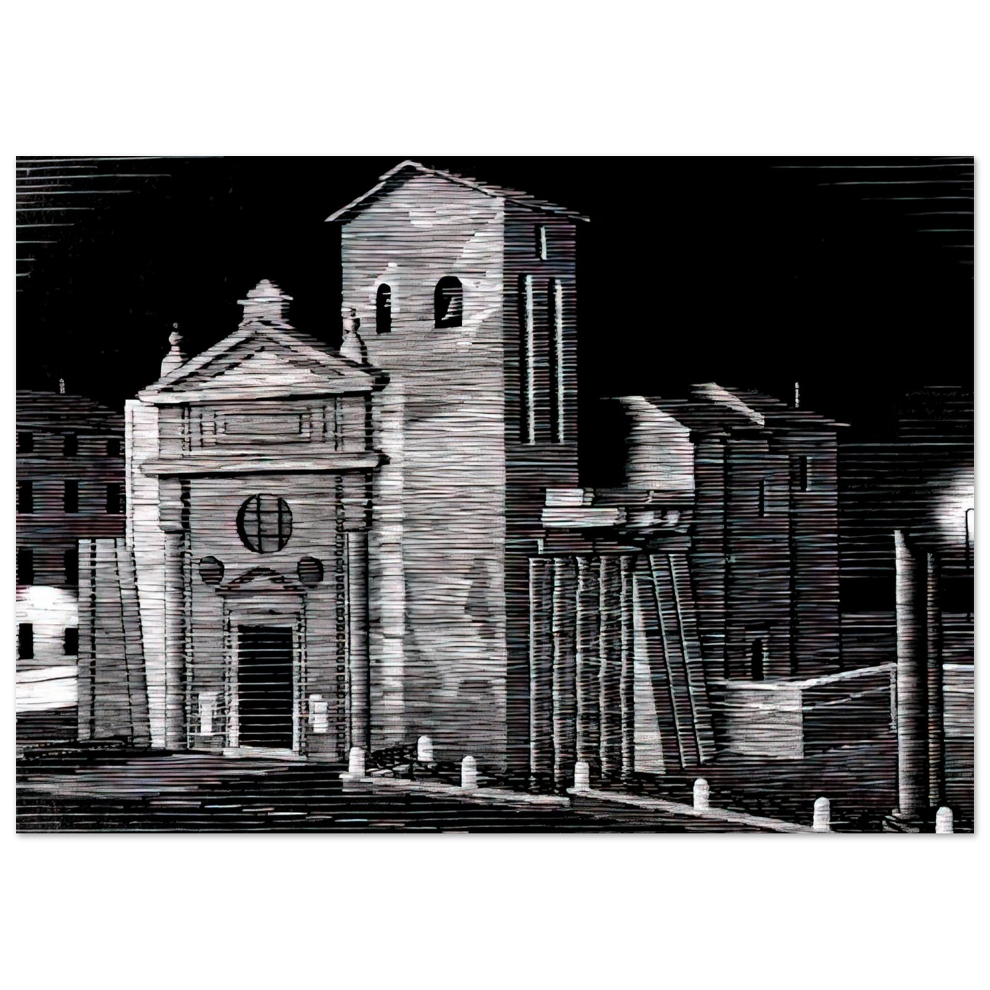 MC Escher - NOCTURNAL ROME Wall Art - 30x40 cm / 12x16 inches - Fine Art Poster-canvas - -