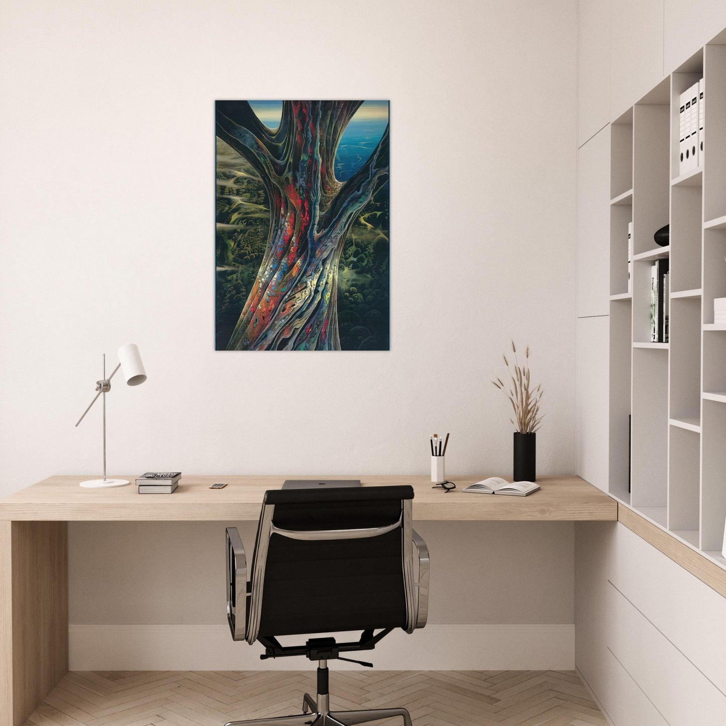 The Great Jewel Tree - Eyvind Earle Brushed Aluminum Print - 70x100 cm / 28x40 inches | Eyvind Earle Aluminum Print | Eyvind Earle Prints
