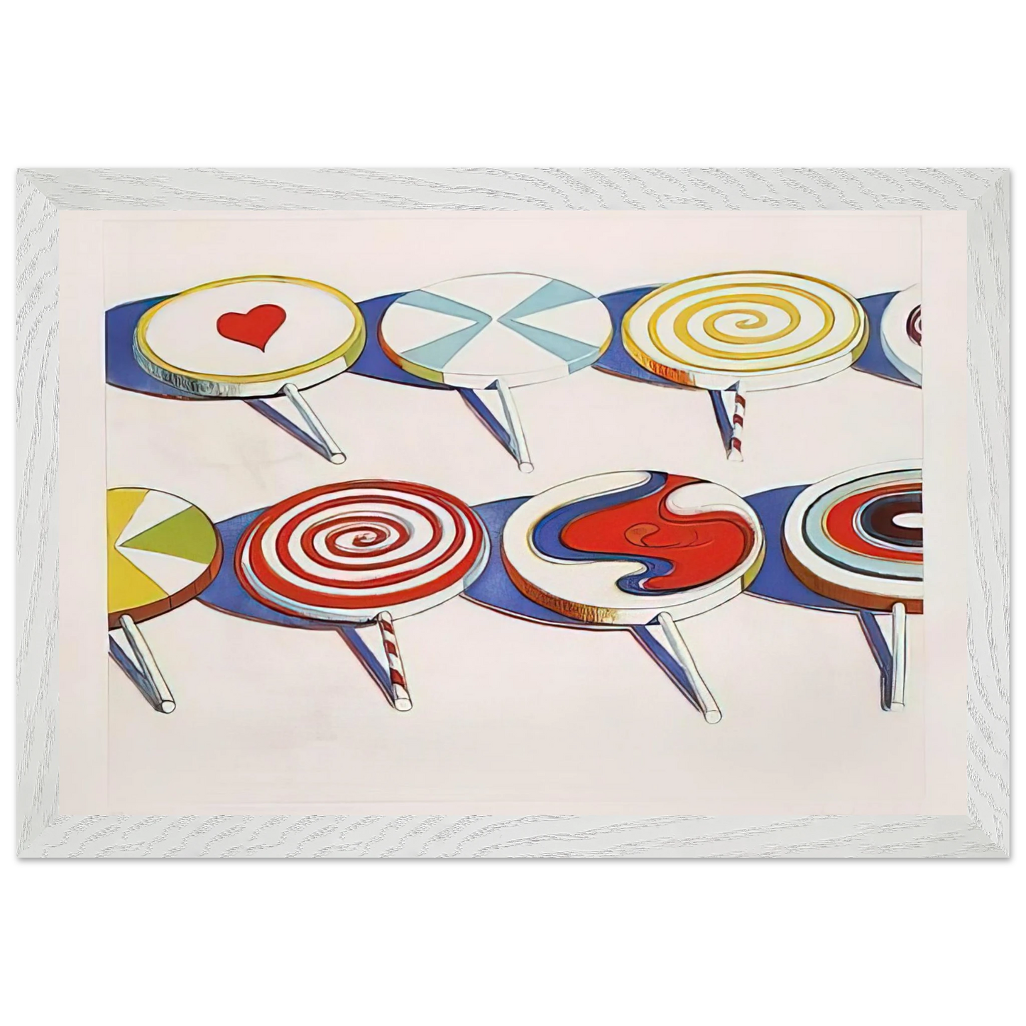 Wayne Thiebaud - Big Suckers - 1971 Wall Art - 60x80 cm / 24x32 inches - Premium Wooden Framed Poster With Fine Art Paper - White frame