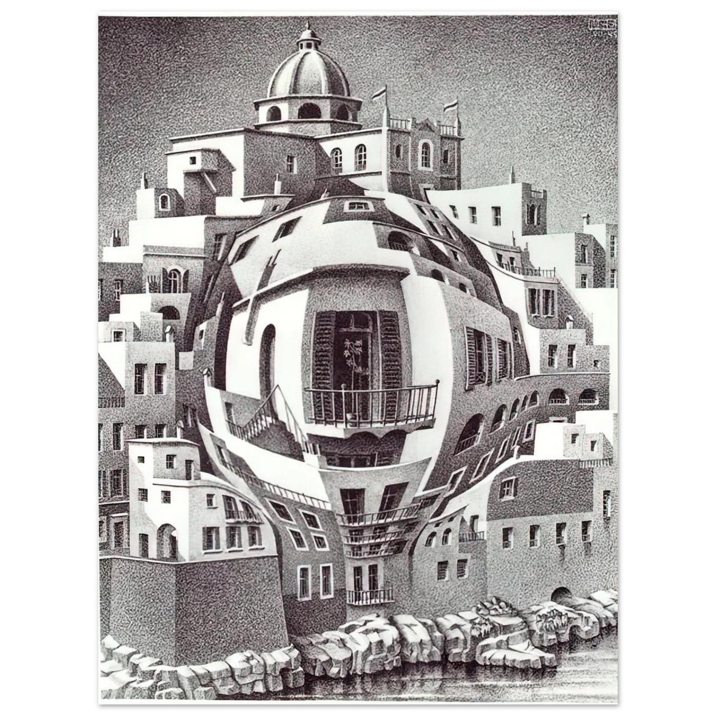 MC Escher - BALCONY Wall Art - 21x29.7 cm / 8x12" - Fine Art Poster-canvas - -