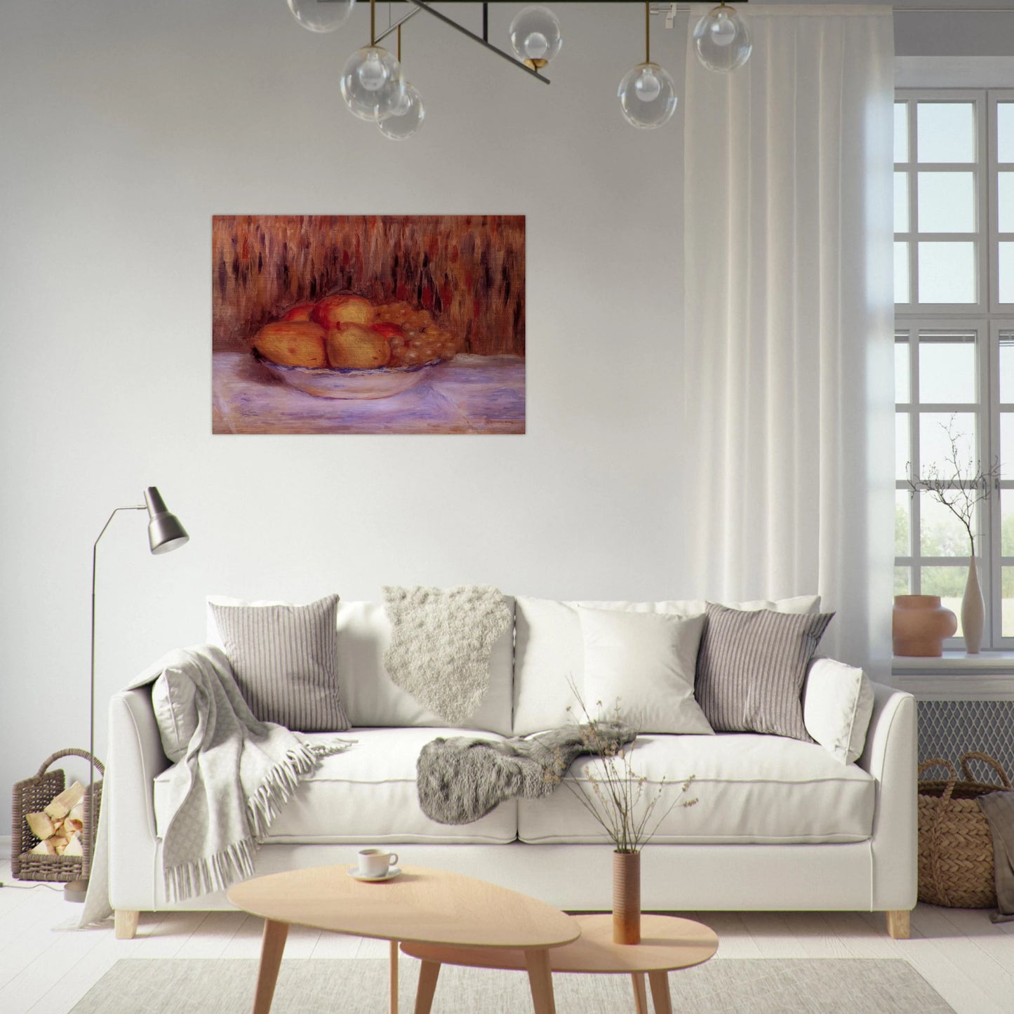 Still Life with Pears and Grapes - Pierre-Auguste Renoir Brushed Aluminum Print - 70x100 cm / 28x40 inches | Pierre-Auguste Renoir Aluminum Print | Pierre-Auguste Renoir Prints