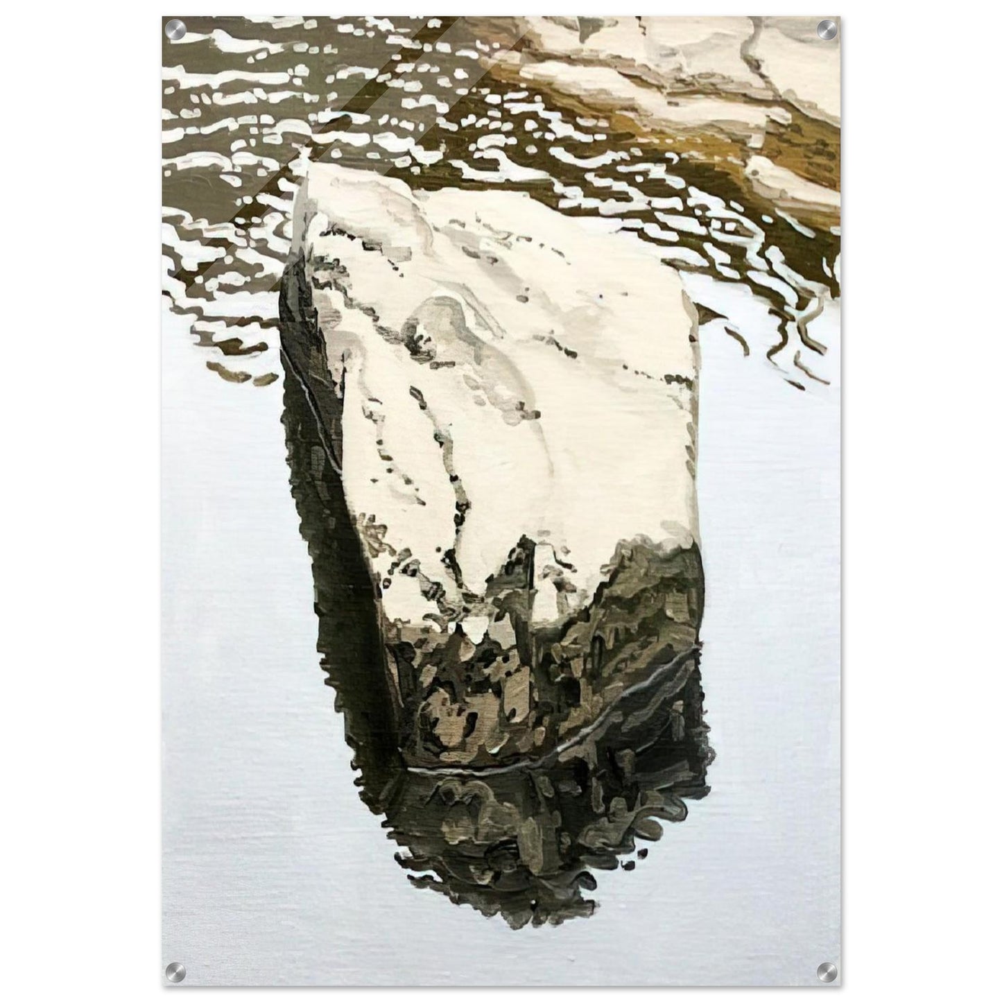 Study for Flat Boulder Reflected - 1986 - Neil Welliver Acrylic Print - 70x100 cm / 28x40″ inches | Neil Welliver Wall Art | Neil Welliver Prints