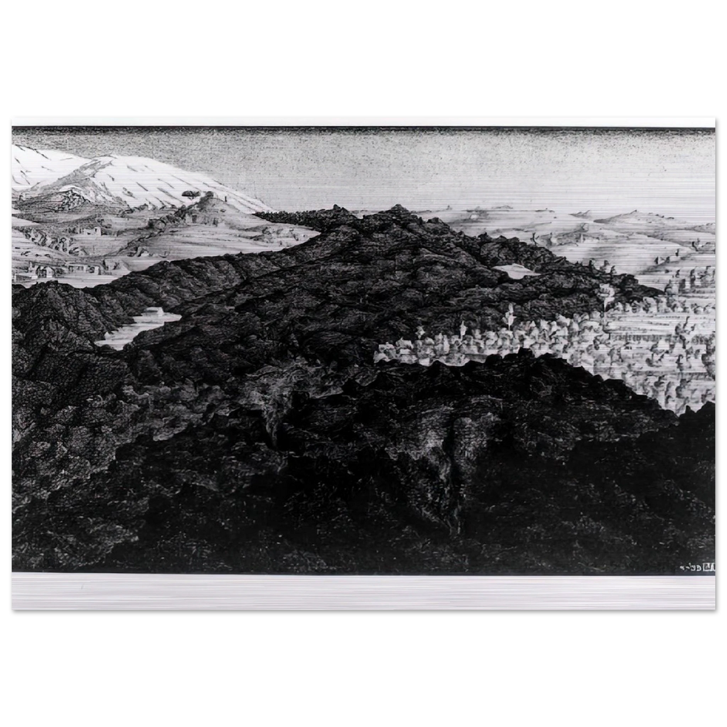 LAVA FLOW FROM ETNA - MC Escher Brushed Aluminum Print - 70x100 cm / 28x40 inches | MC Escher Aluminum Print | MC Escher Prints | Maurits Cornelis Escher Prints