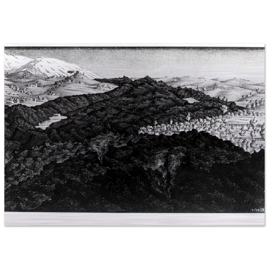 LAVA FLOW FROM ETNA - MC Escher Brushed Aluminum Print - 70x100 cm / 28x40 inches | MC Escher Aluminum Print | MC Escher Prints | Maurits Cornelis Escher Prints