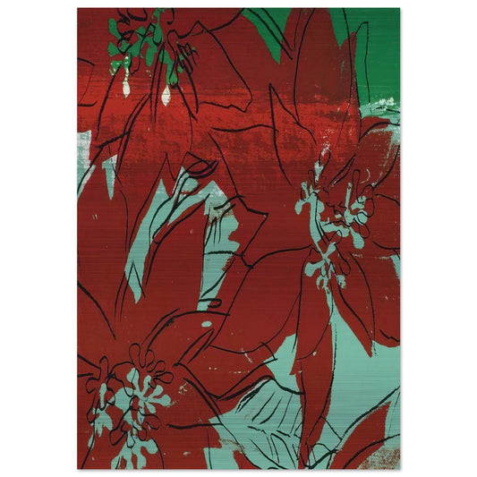 Poinsettias - Andy Warhol Brushed Aluminum Print - 70x100 cm / 28x40 inches | Andy Warhol Aluminum Print | Andy Warhol Prints