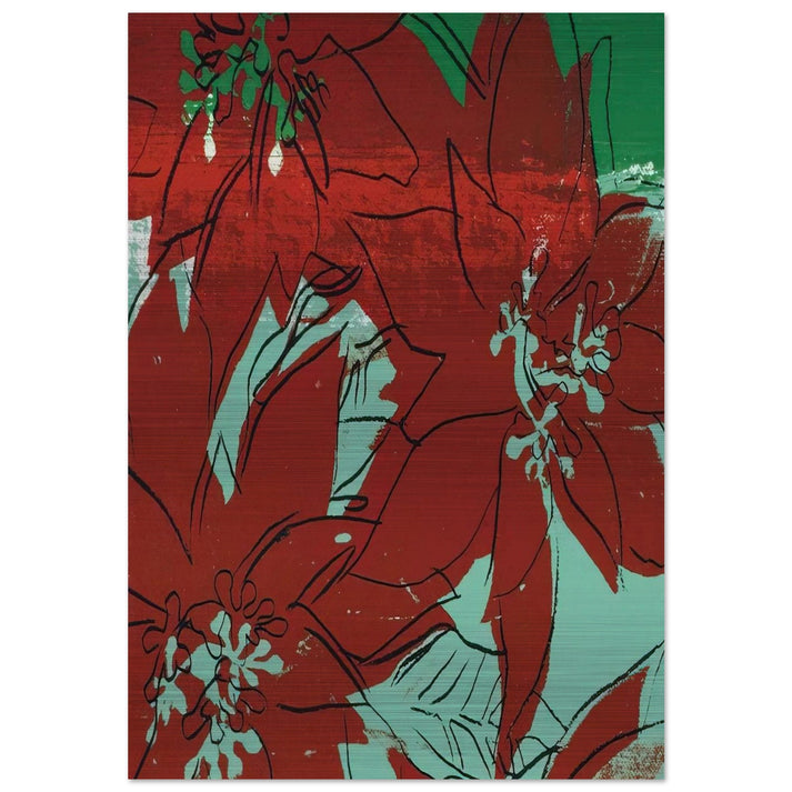 Poinsettias - Andy Warhol Brushed Aluminum Print - 70x100 cm / 28x40 inches | Andy Warhol Aluminum Print | Andy Warhol Prints