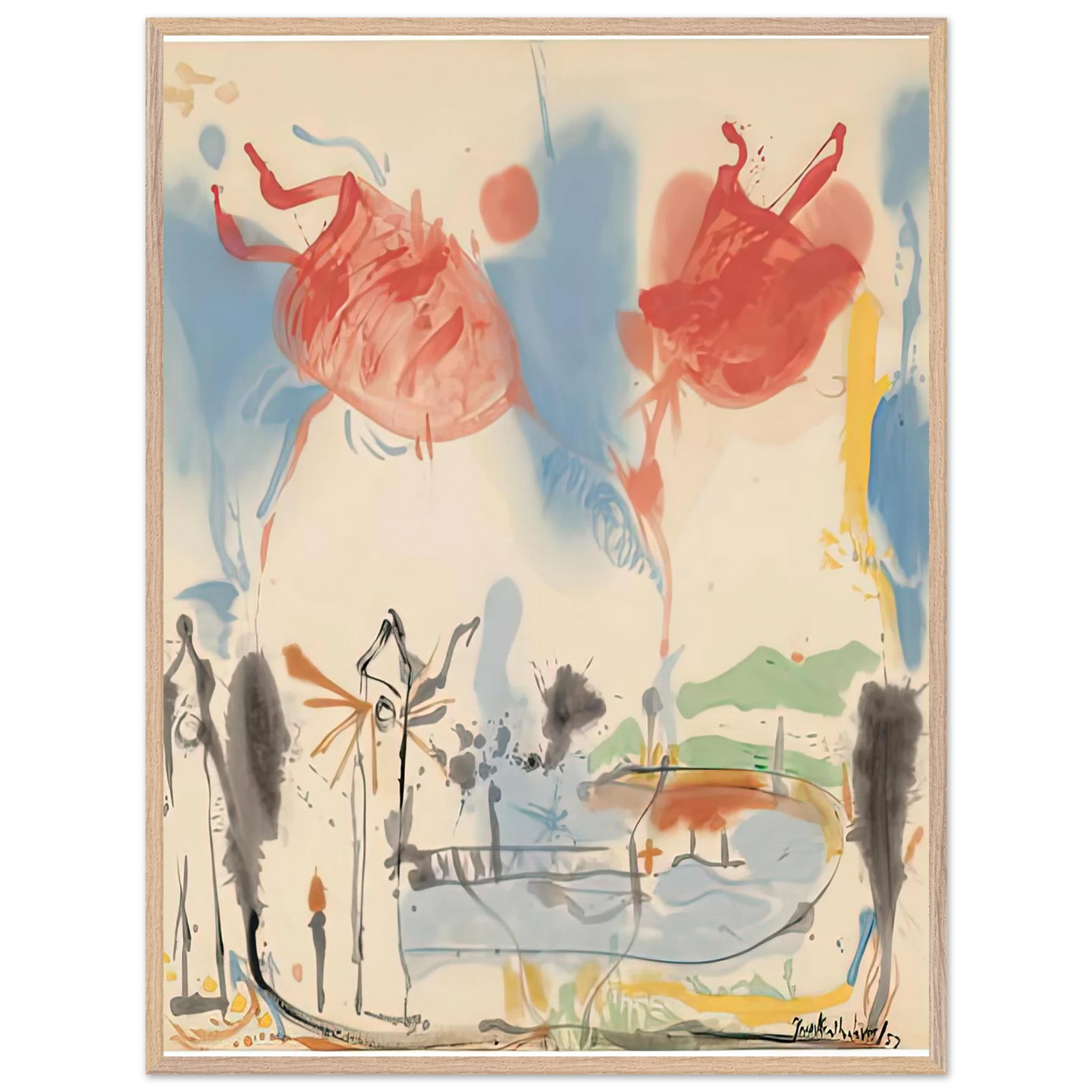 Helen Frankenthaler - Round Trip, 1957- Wall Art - 28x40 inches / 70x70 cm - Canvas (Imperial)-canvas - -