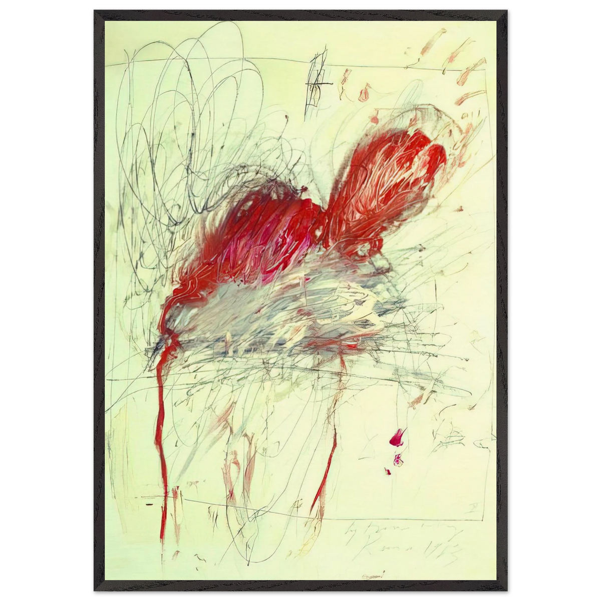 Leda and the Swan - Cy Twombly 70x100 cm / 28x40 inches Framed Art Print – Black Wooden Frame
