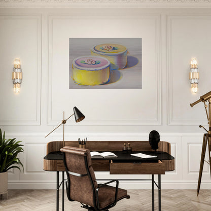 Rosebud Cakes - 1995 - Wayne Thiebaud Brushed Aluminum Print - 70x100 cm / 28x40 inches | Wayne Thiebaud Aluminum Print | Wayne Thiebaud Prints