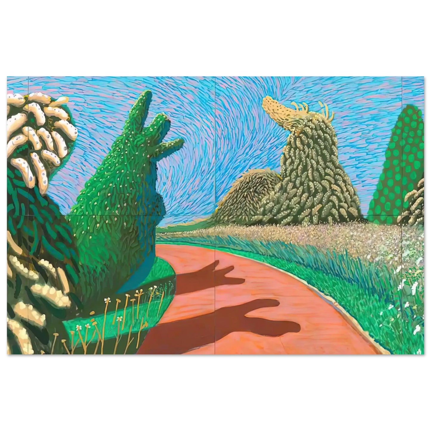 David Hockney - David Hockney Wall art - 28x43  cm / XL (11x17 Inches) - Premium Wooden Framed Poster With Fine Art Paper - White frame
