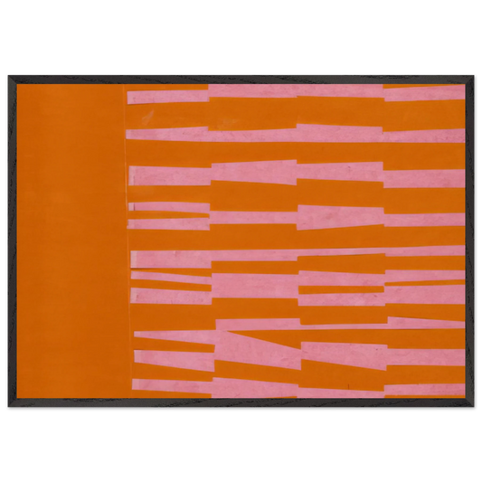 Pink and Orange from the series Line Form Color - Ellsworth Kelly 70x100 cm / 28x40 inches Framed Art Print – Black Wooden Frame