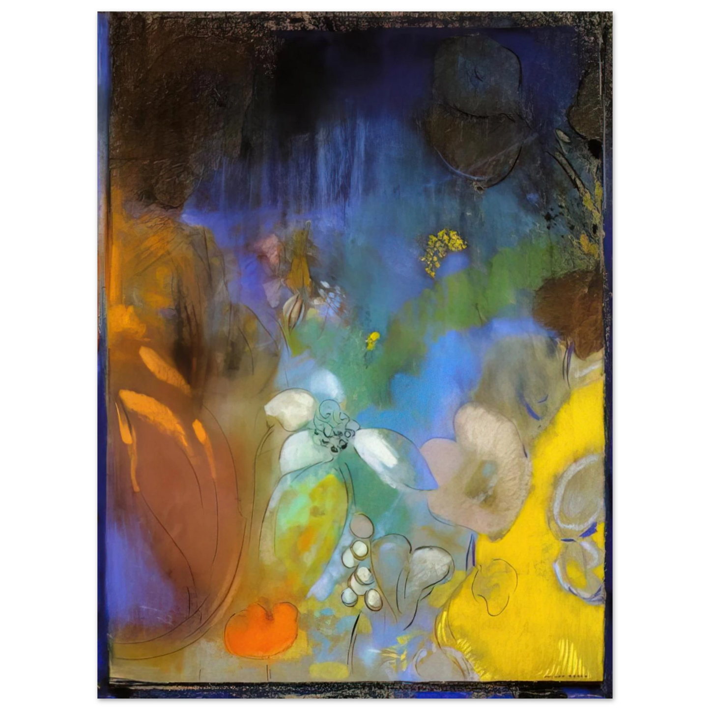 Odilon Redon - WOMAN IN PROFILE WITH FLOWERS  75x100 cm / 30x40inches Fine Art Poster