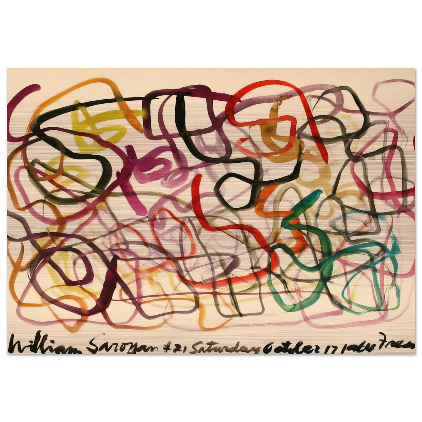 #21 Saturday October 17, 1964 Fresno - 1964 - William Saroyan Brushed Aluminum Print - 70x100 cm / 28x40 inches | William Saroyan Aluminum Print | William Saroyan Prints