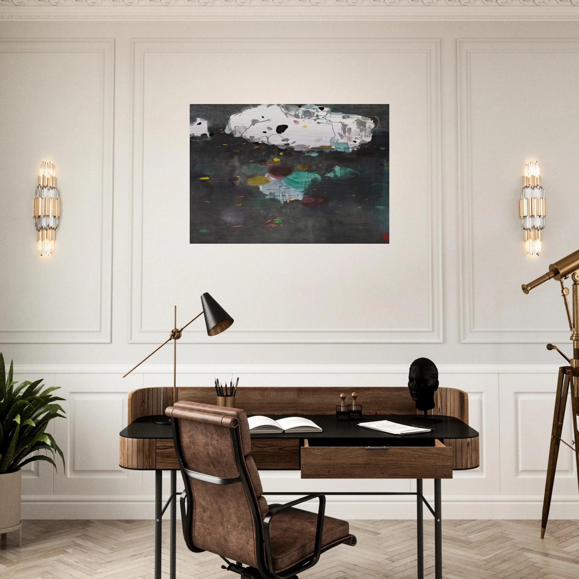 Fishes - 1986 - Wu Guanzhong Brushed Aluminum Print - 70x100 cm / 28x40 inches | Wu Guanzhong Aluminum Print | Wu Guanzhong Prints
