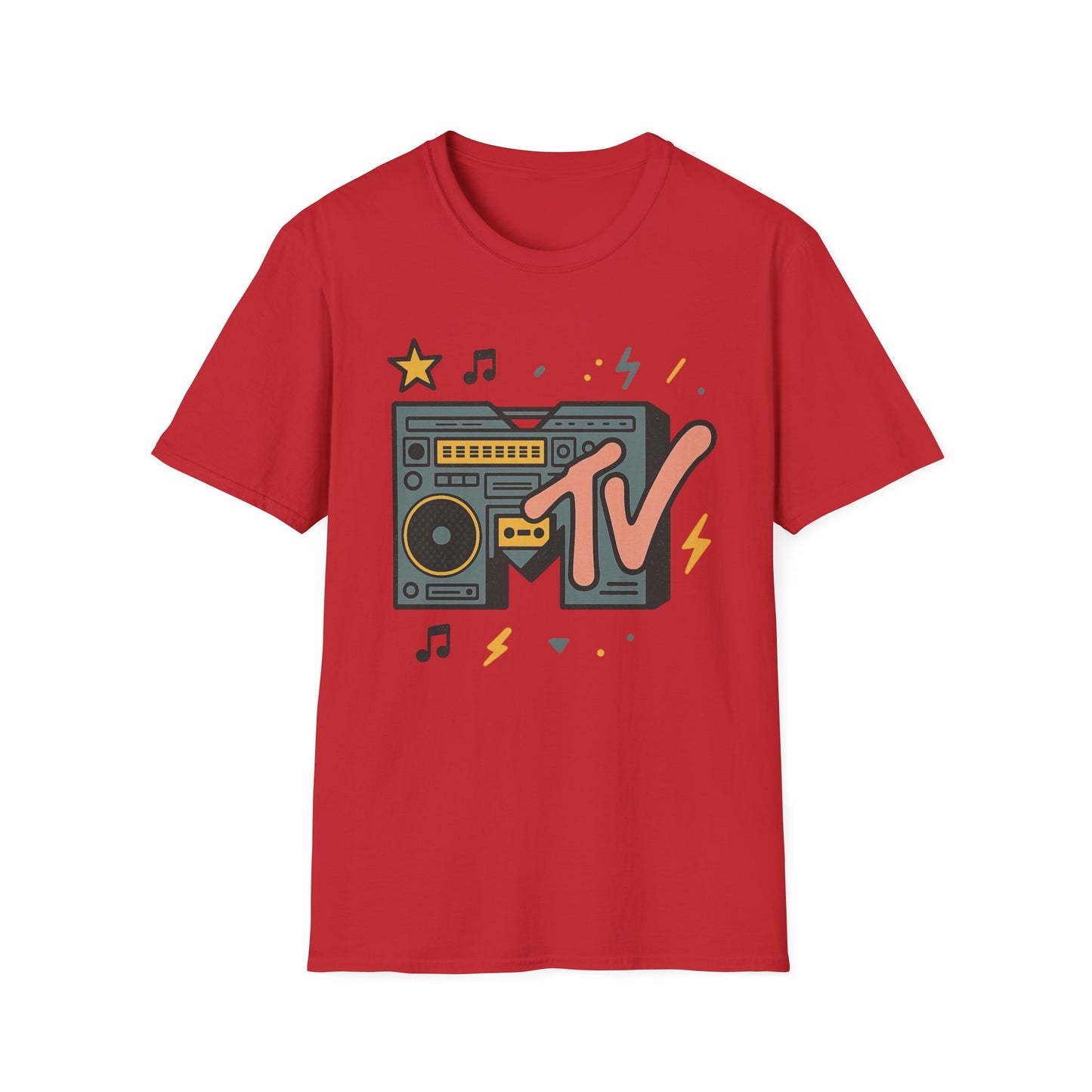 Camiseta gráfica retro de MTV con estampado de guepardo, estilo rock, unisex, estilo banda de los años 80 y 90