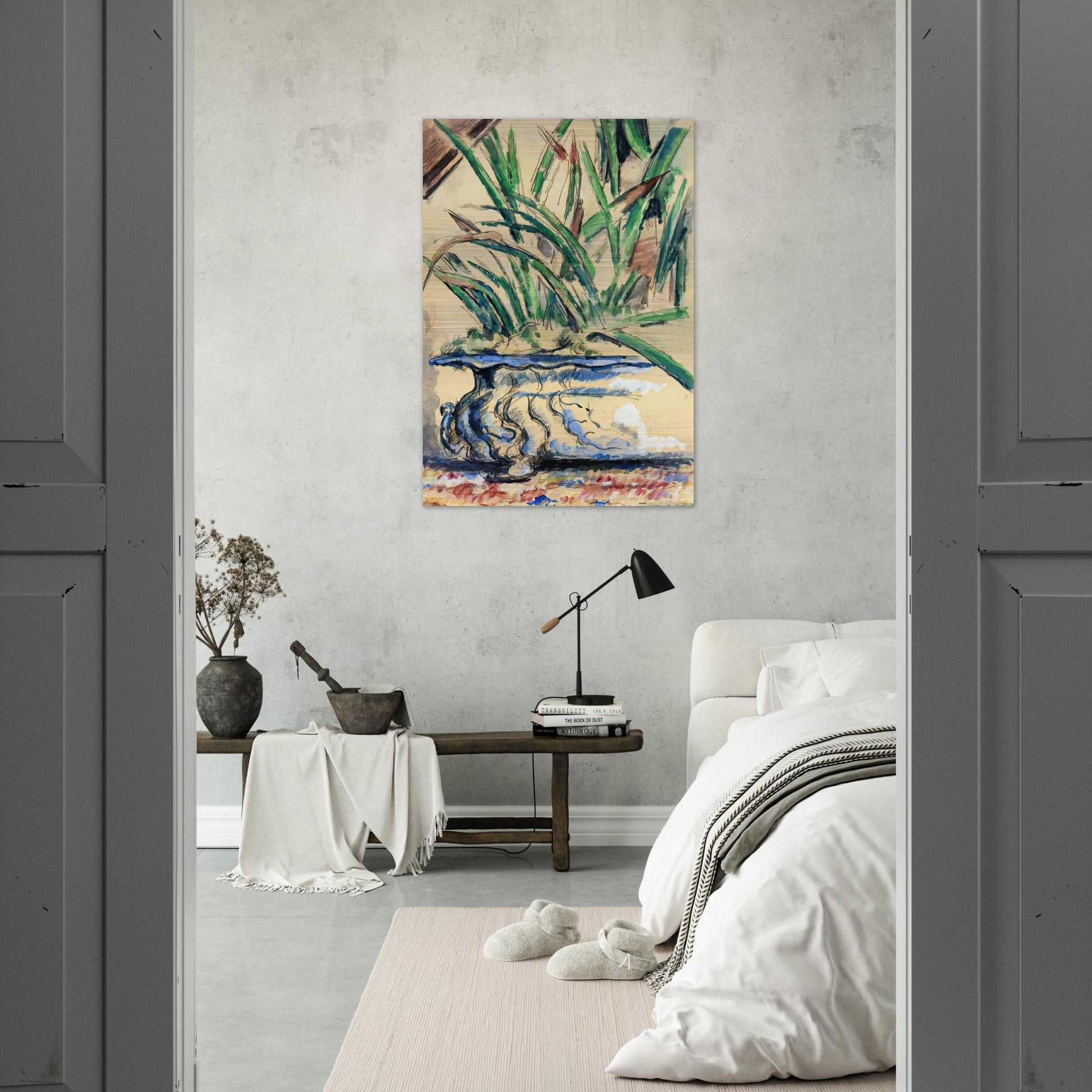 Blue Flowerpot - Paul Cézanne Brushed Aluminum Print - 70x100 cm / 28x40 inches | Paul Cézanne Aluminum Print | Paul Cézanne Prints