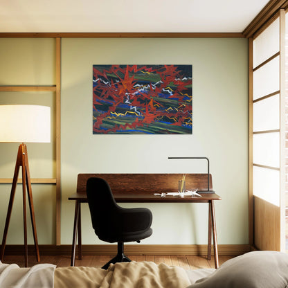 Explosion of Red on Green - Gerardo Dottori Brushed Aluminum Print - 70x100 cm / 28x40 inches | Gerardo Dottori Aluminum Print | Gerardo Dottori Prints