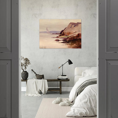 Sailing off Gloucester Coast - 1888 - Sydney Laurence Brushed Aluminum Print - 70x100 cm / 28x40 inches | Sydney Laurence Aluminum Print | Sydney Laurence Prints