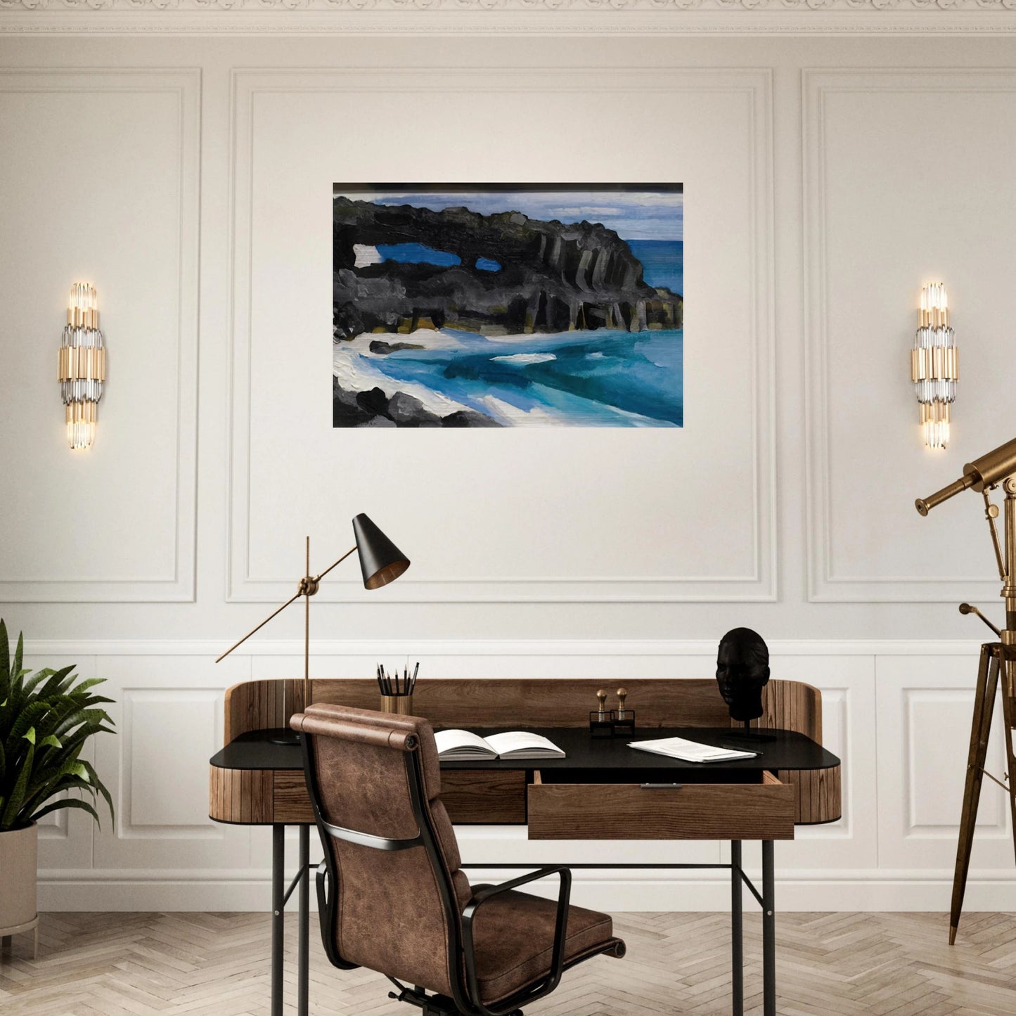 Black Lava Bridge, Hana Coast-No. II - Georgia O'Keeffe Brushed Aluminum Print - 70x100 cm / 28x40 inches | Georgia O'Keeffe Aluminum Print | Georgia O'Keeffe Prints