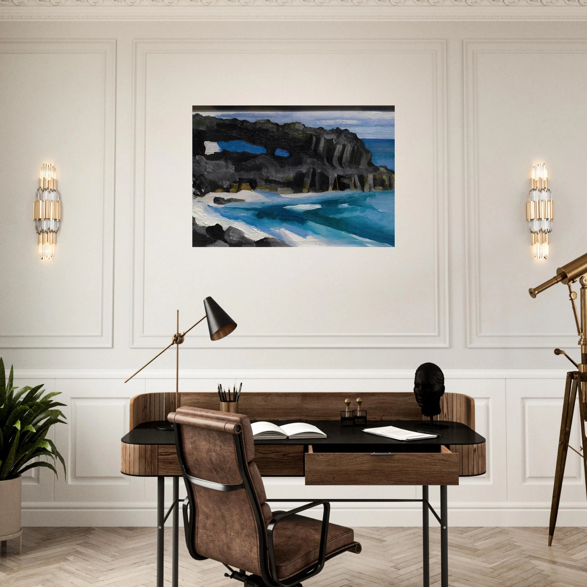 Black Lava Bridge, Hana Coast-No. II - Georgia O'Keeffe Brushed Aluminum Print - 70x100 cm / 28x40 inches | Georgia O'Keeffe Aluminum Print | Georgia O'Keeffe Prints